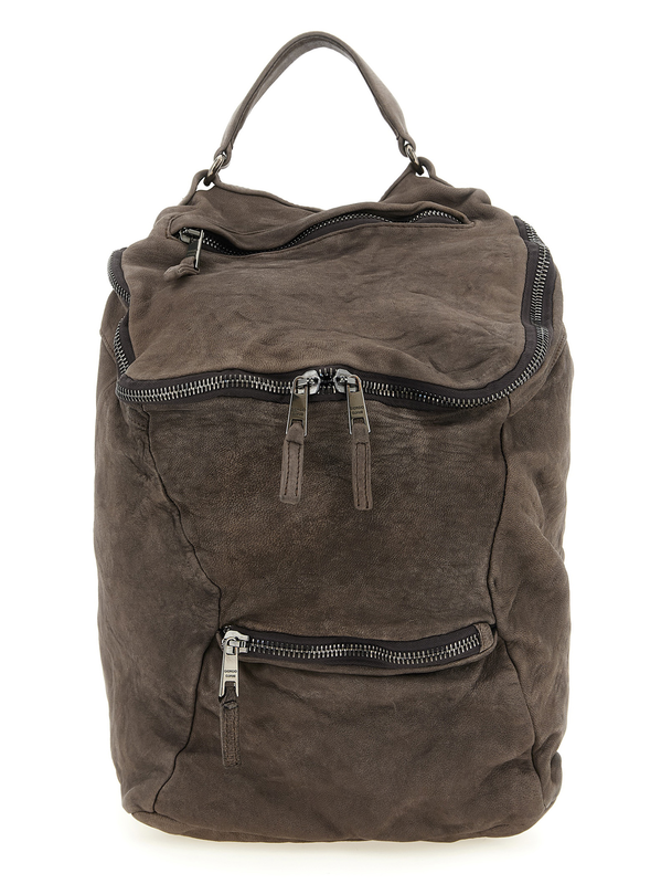 Brown lamb leather backpack-null