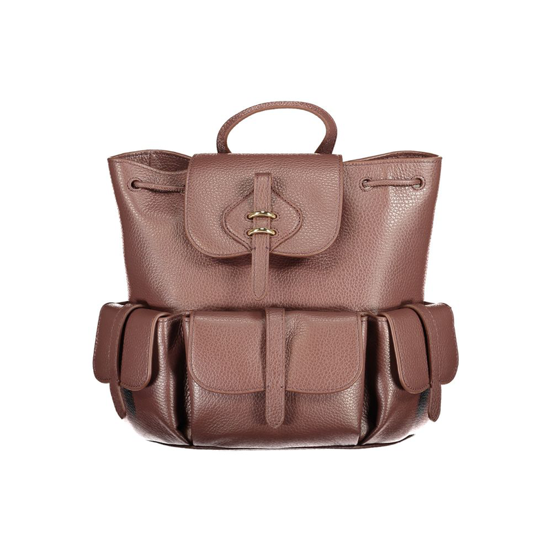 Brown leather backpack-null