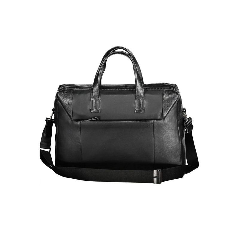Black leather men's briefcase-null