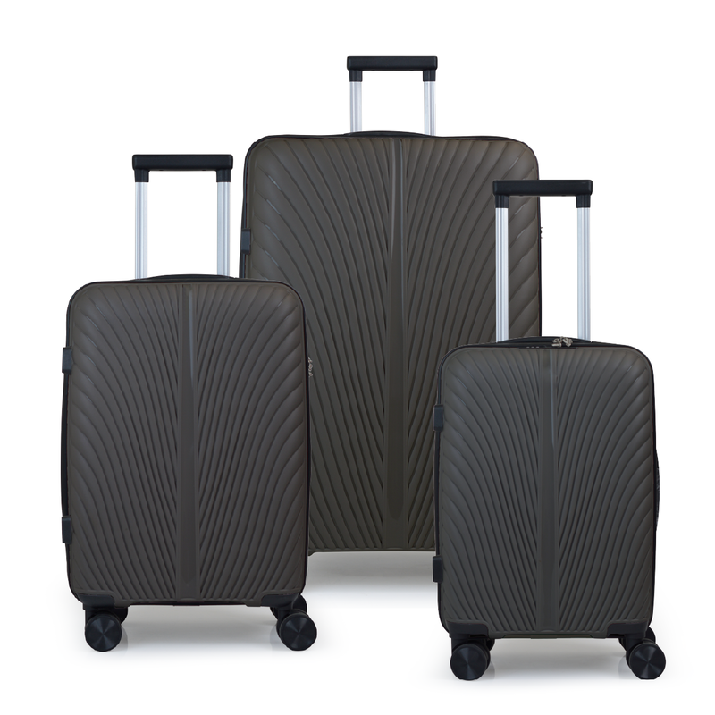 Aerocase - peacock, set of 3 luggages (4 wheel) 52cm/18in, 66cm/20in, 77cm/28in suitcases, beige-null