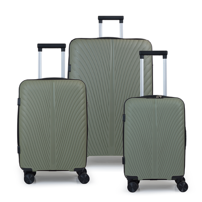Aerocase - peacock, set of 3 luggages (4 wheel) 52cm/18in, 66cm/20in, 77cm/28in suitcases, green, Green, medium
