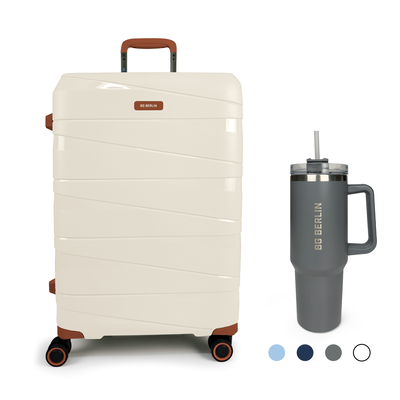 Bg berlin - ted large size & BG Tumbler Gift (4 wheel) 76cm/28in luggage, 20-23kg suitcase, beige/camel, Beige/camel, medium