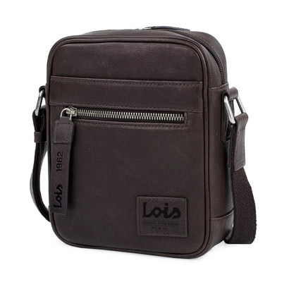 Τσαντάκι ώμου δερμάτινο lois καφέ 305919-02, Brown, medium