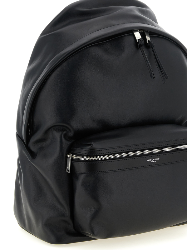 Black calfskin backpack-null