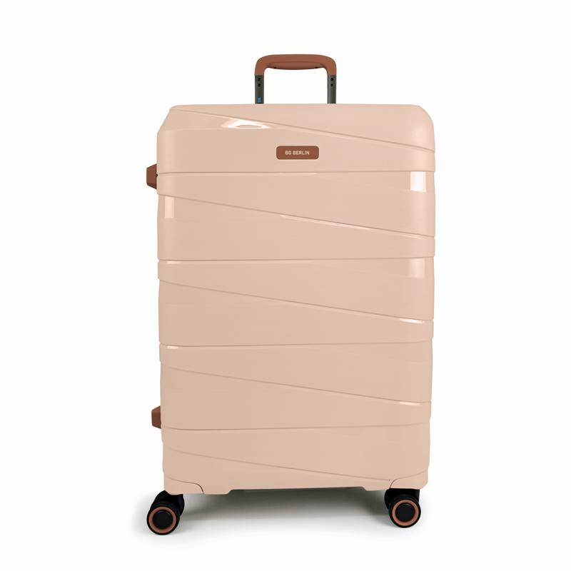 Product image: Bg berlin - ted large size & bg tumbler gift (4 wheel) 76cm/28in luggage, 20-23kg suitcase, cream/camel-null