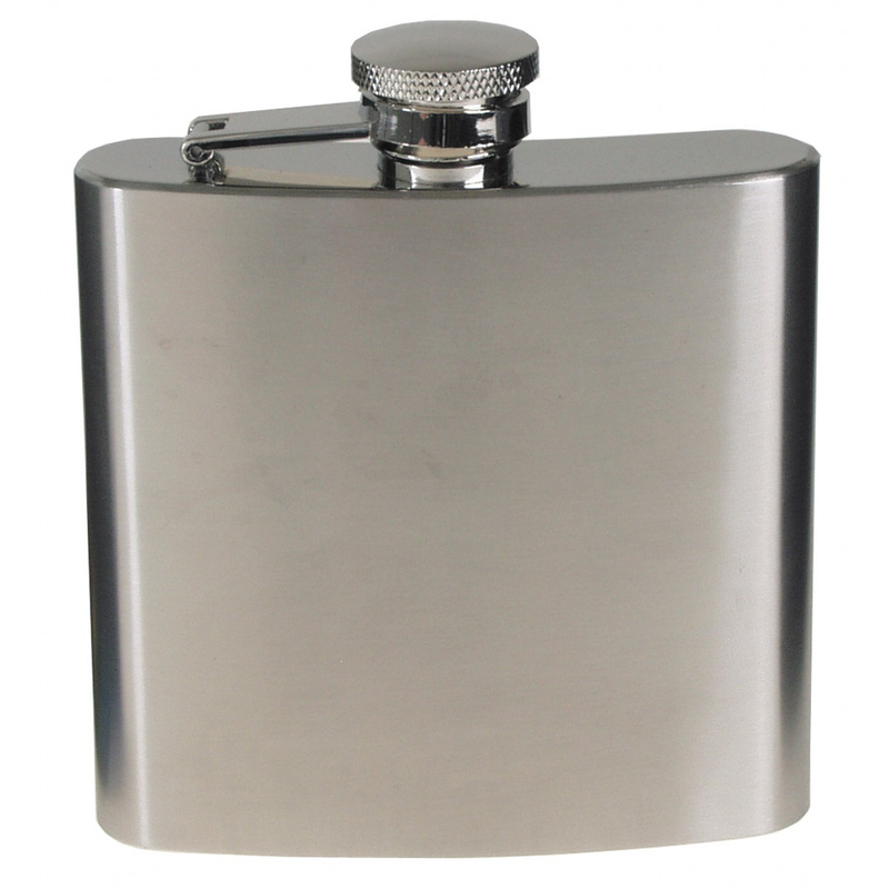 Mfh hip flask, stainless steel, chrome matt, 6 oz, 170 ml, , medium-null