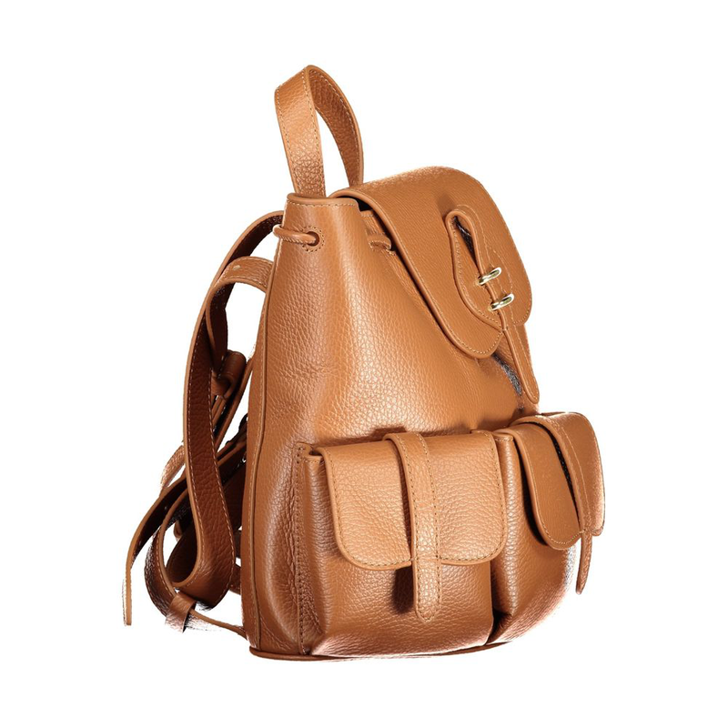Brown leather backpack-null