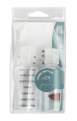 Basicare travel bottles. Easy flip- top cap-labels included 2pieces, , medium