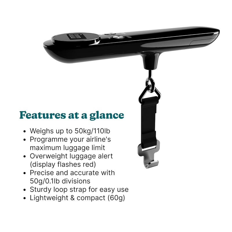 Homedics travel luggage scale digital display up to 50kg scl-l100-bkr, , medium-null
