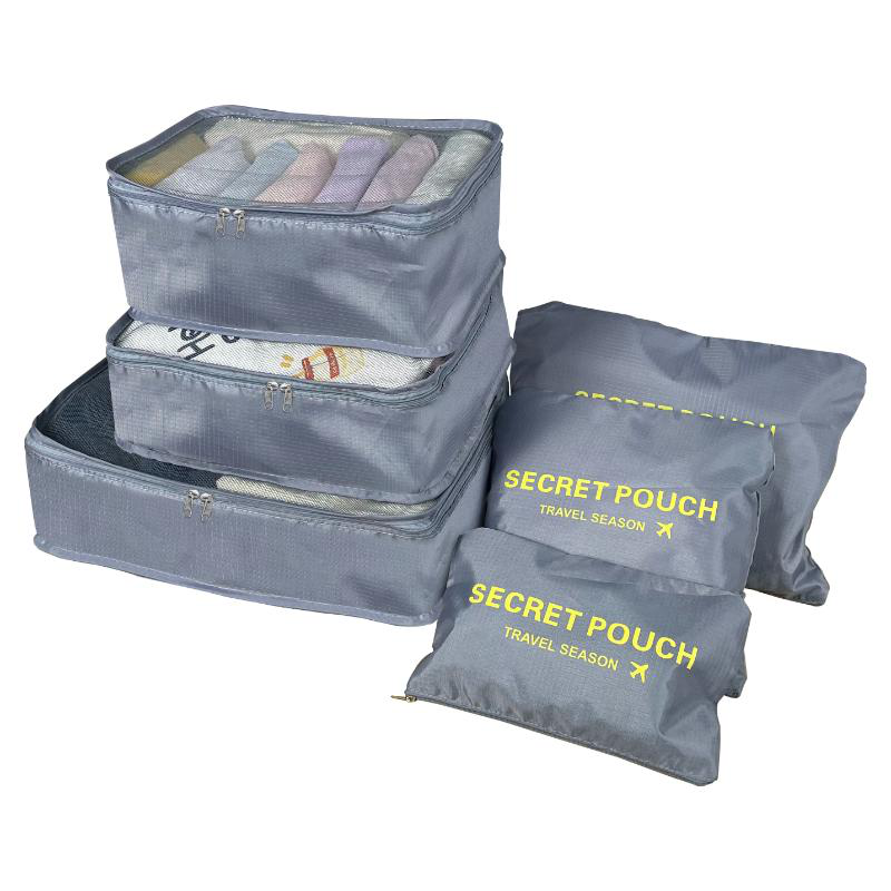 Travel organizer bags 6pc grey, , medium image number null