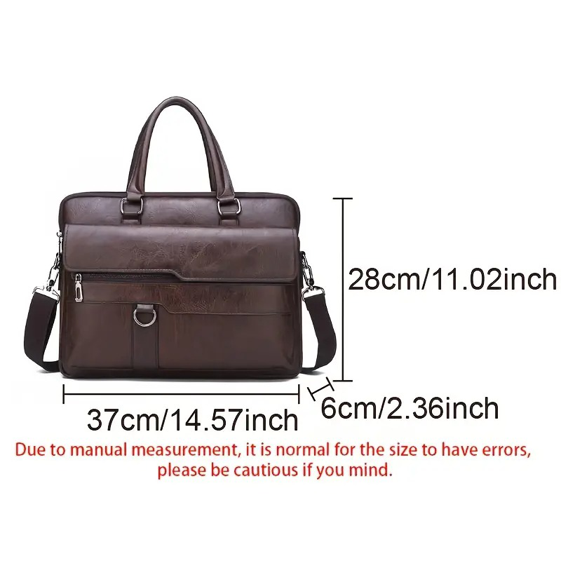 Men's vintage style PU Leather brown briefcase, , medium image number null