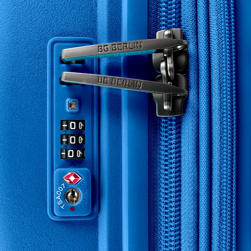 Bg berlin - soda large size (4 wheel), double security zipper, 76cm/28in luggage / suitcase, blue-null