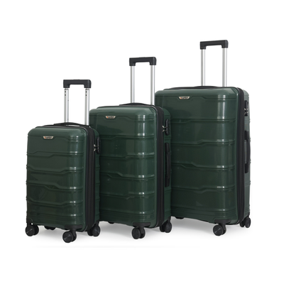 Σετ 3 βαλίτσες με προέκταση amber πράσινο am1014, Green, medium