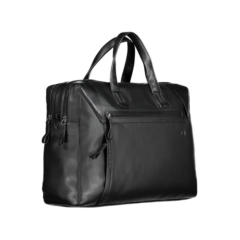 Black leather men's briefcase-null