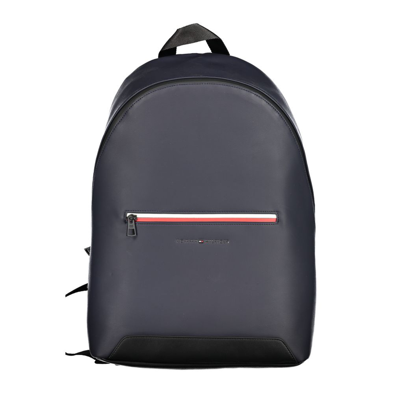 Blue polyurethane men's backpack with adjustable straps-null