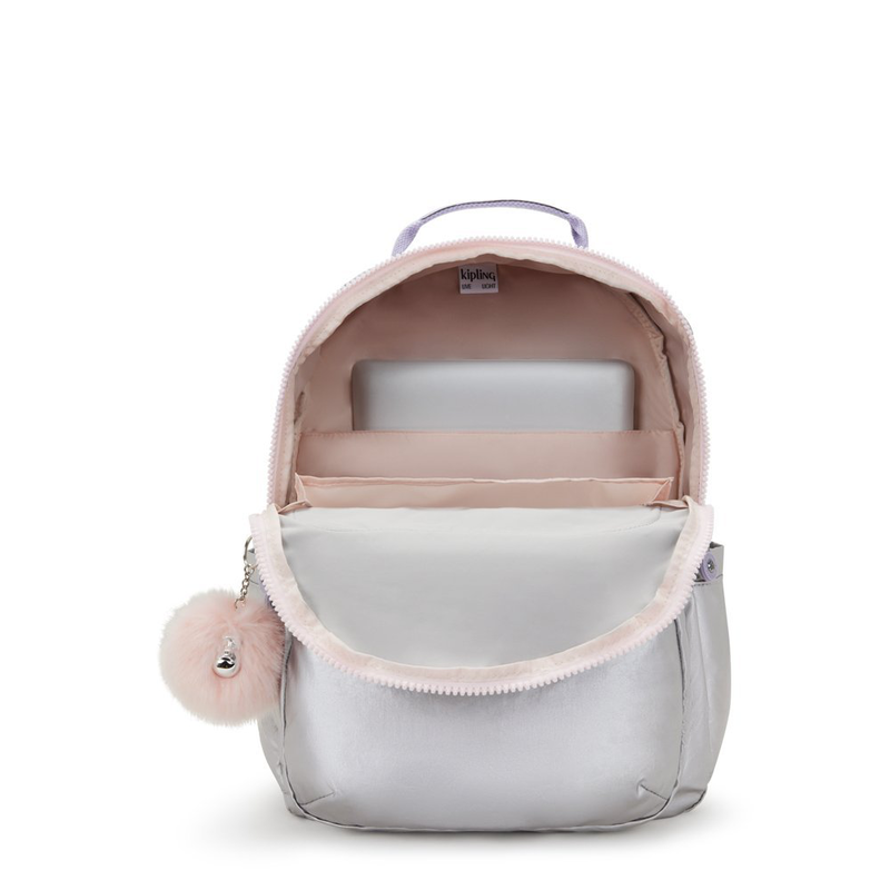 Kipling school bag seoul silver glow met-null