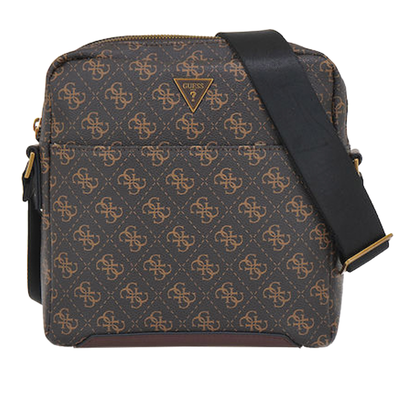 Guess ανδρική τσάντα χιαστή, Brown Logo, medium