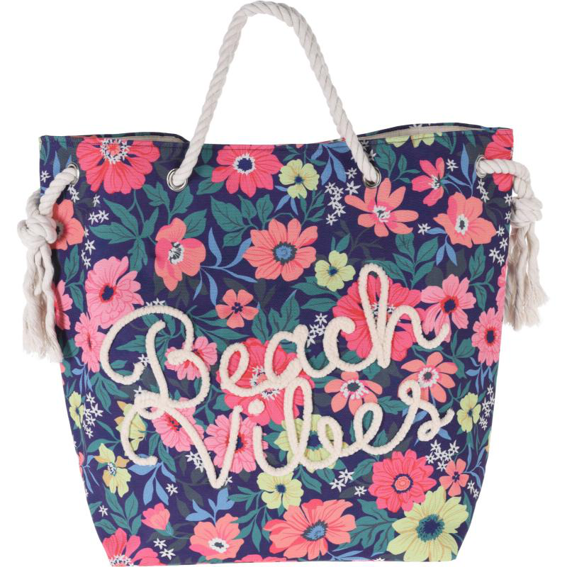 Beach bag with flower print - assorted designs, , medium-null
