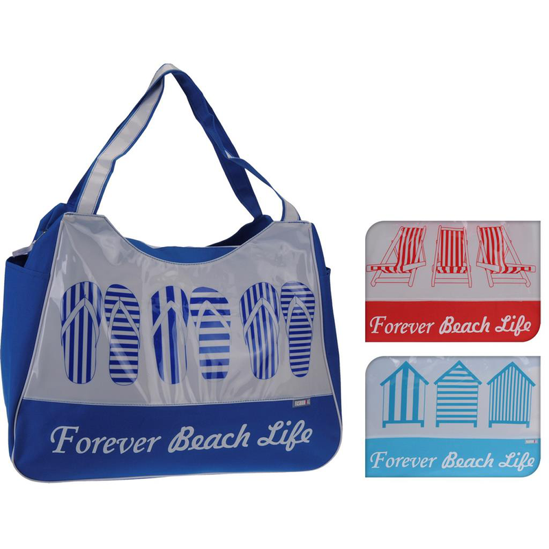 Beach bag 53x43x26 cm 3asstd - sky blue-null