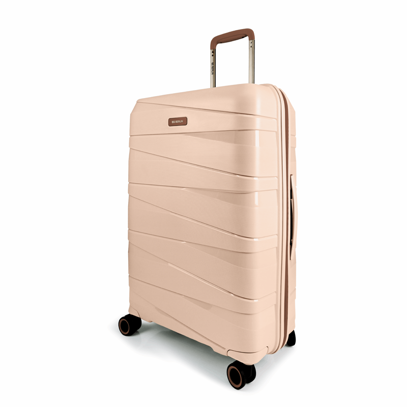 Product image: Bg berlin - ted medium size & bg tumbler gift (4 wheel) 66cm/24in luggage, 15kg suitcase, cream/camel-null