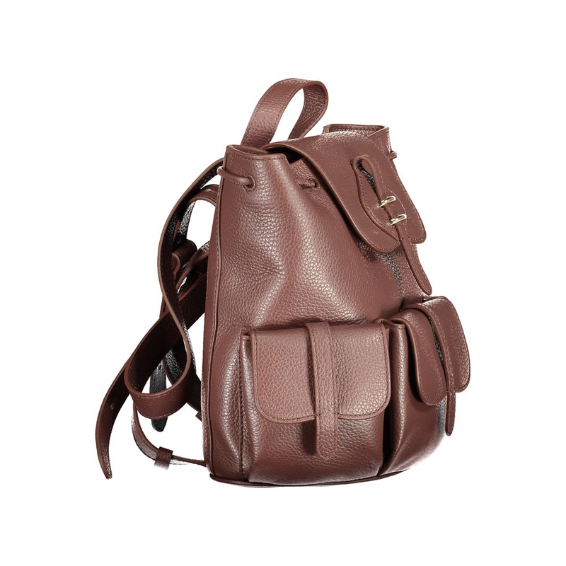 Brown leather backpack-null