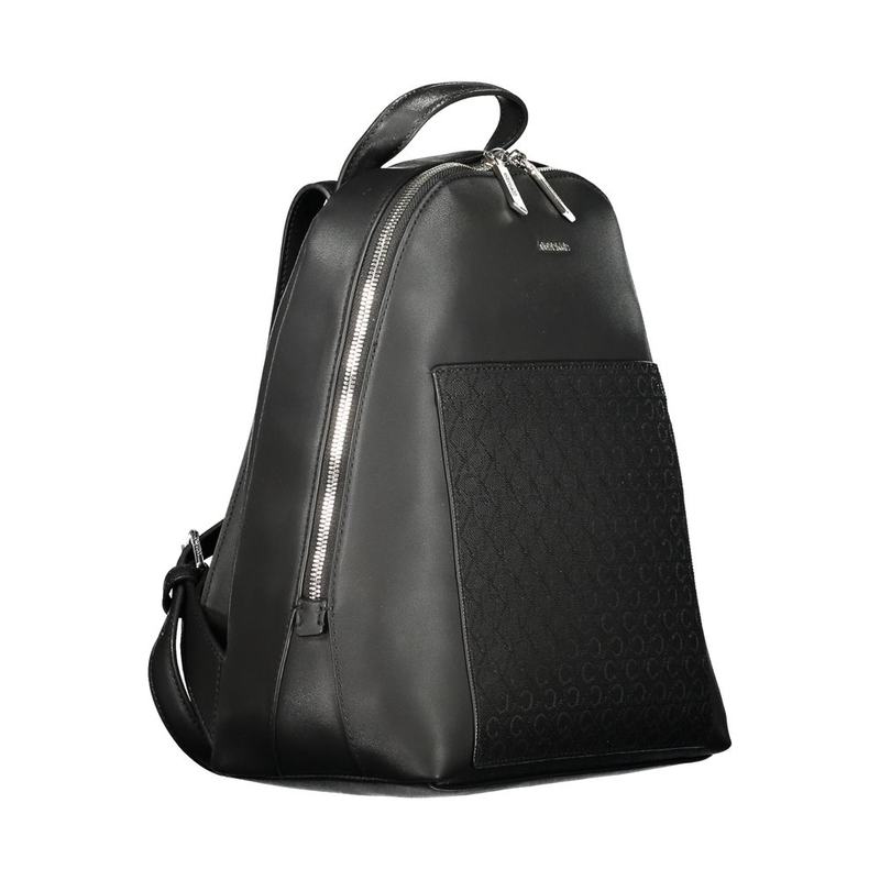 Black polyester women's backpack-null