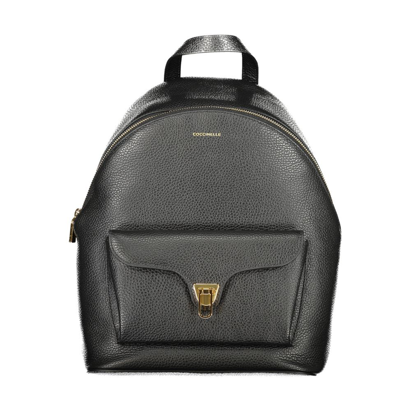 Black leather women backpack-null