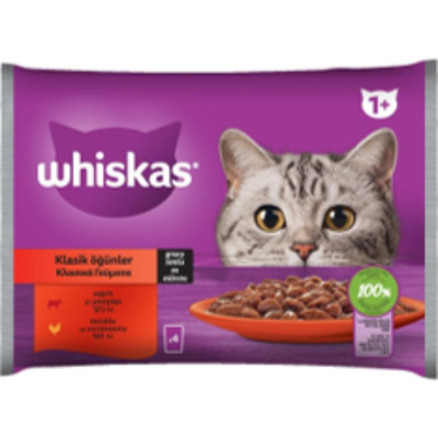 Whiskas σακουλακι υγρη τροφη για γατες με γευση διαφορα κρεατικα 4x85γρ, , medium
