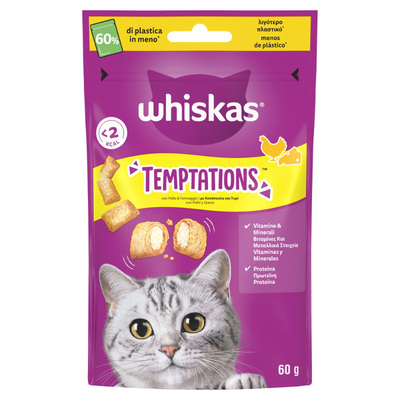 Whiskas temptations cat treats chicken 60g, , medium