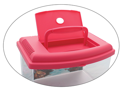 Aquarium with lid and handle 28x20xh17cm - 5.50l, Red, medium