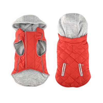 Pet interest sportive jacket red with hood - red 37cm, , medium