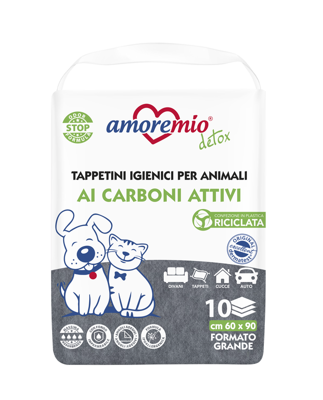 Amore mio hygienic anti-odour mats with activated carbon and adhesive corners  60x90cm- hypoallergenic formula 10pcs, , medium-null