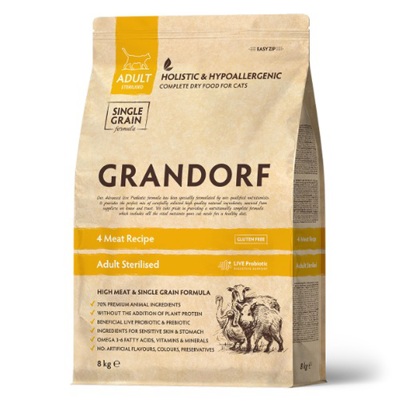 Grandorf adult sterilized 4 meat & brown rice - 400-gr, , medium-null
