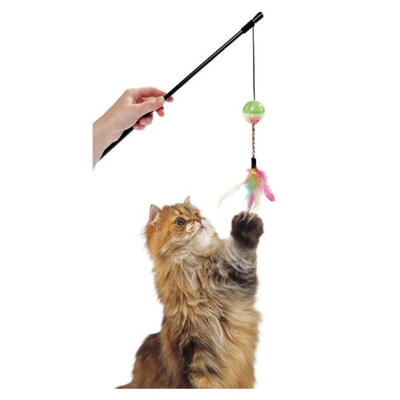 Flamingo  cat toy dagler frizz ball & feathers, , medium