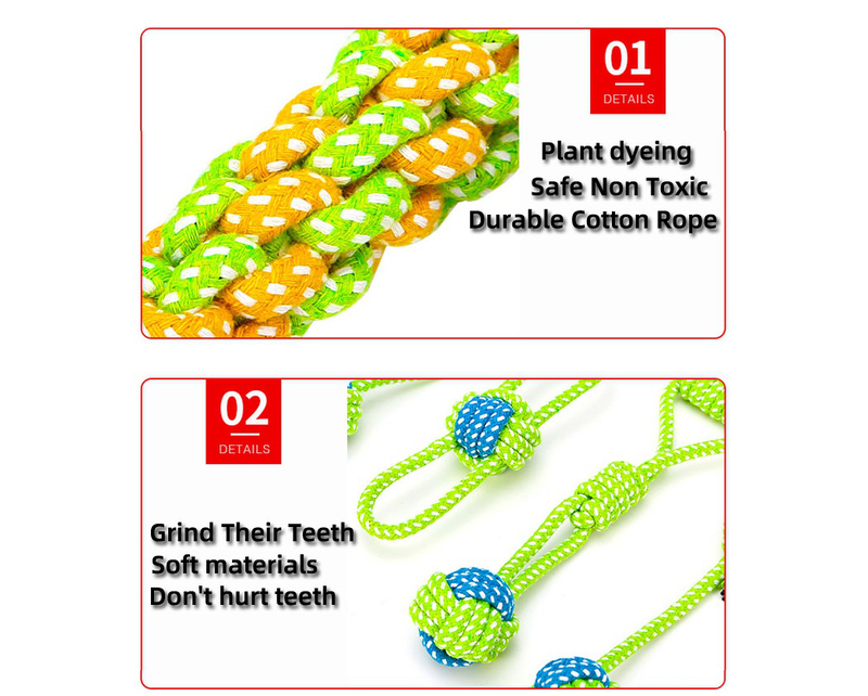 Chewable rope ball with handle for dogs-null