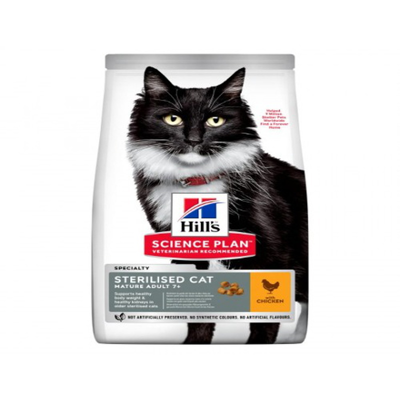 Hills science plan sterilised mature adult 7+ cat food with chicken - 1-5-kg, , medium-null