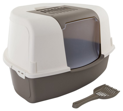 Leo corner cat litter pan grey, , medium