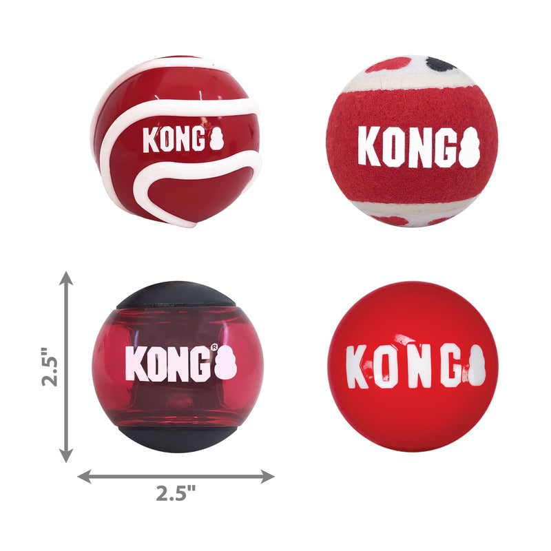 Kong signature balls 4 pieces assorted medium - 1gr, , medium-null