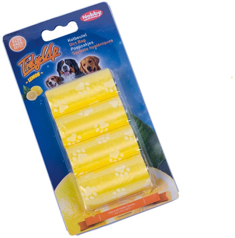 Nobby tidyup poop bags lemon 4 rolls with 20 bags, , medium-null