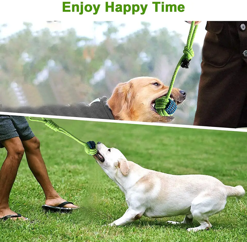 Chewable rope ball with handle for dogs-null