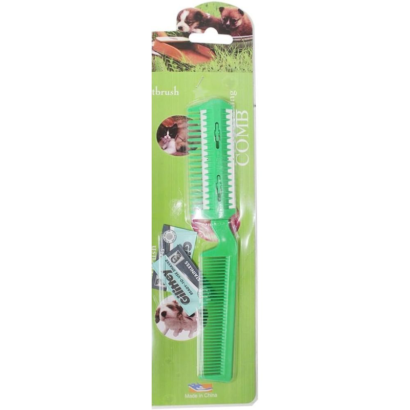 Product image: Χτένα περιποίησης κατοικιδίων με διπλό άκρο ενσωματωμένη λεπίδα ξυραφιού, , medium-null