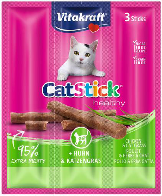Product image: Vitakraft cat sticks mini chicken and cat grass - 180gr-null