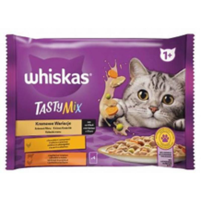 Whiskas σακουλακι υγρη τροφη για γατες tasty mix με γευση διαφορα κρεατικα 4x85γρ, , medium
