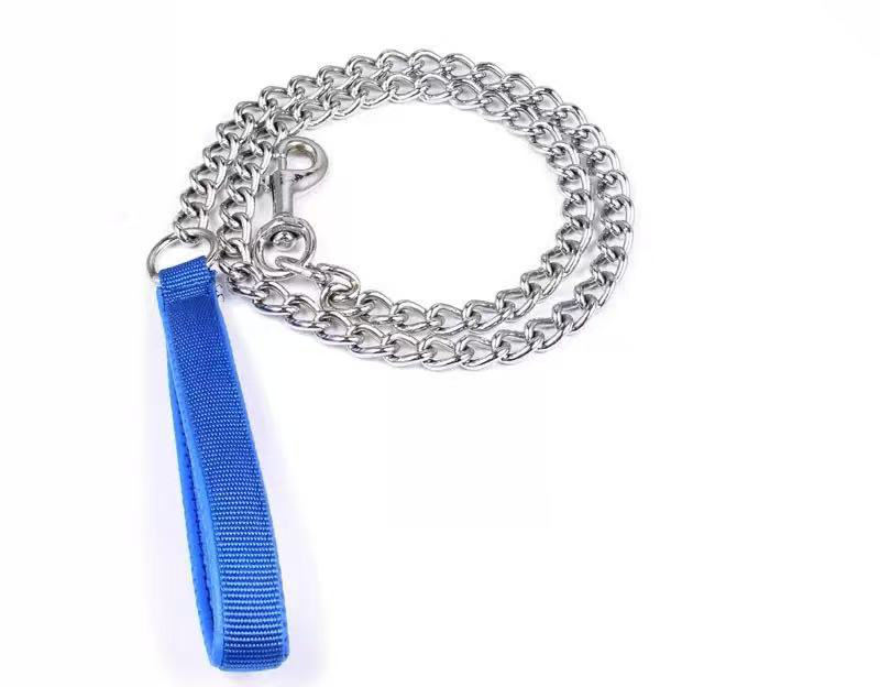 Heavy duty steel chain dog leash 120cm -blue-null