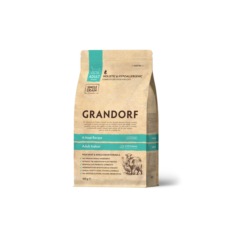 Product image: Grandorf adult indoor cat 4 meat recipe 400gr-null
