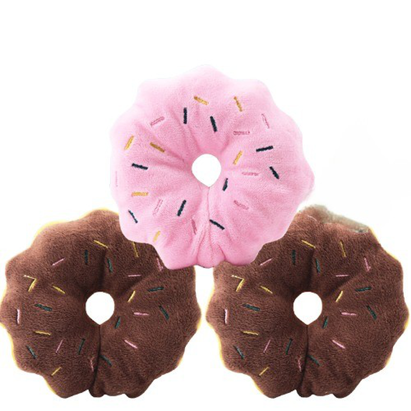 Ideaplus sound squeaky plush doughnut - assorted colors, , medium-null
