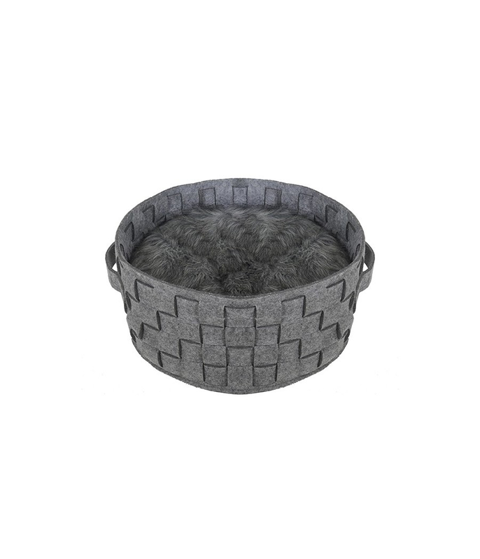 Rosewood grey felt & fur plaited bed &delta;&iota;&alpha;&sigma;&tau;&alpha;&sigma;&epsilon;&iota;&sigmaf; 43cm-null