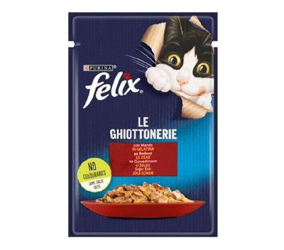 Purina felix beef pouch in jelly - 85gr, , medium