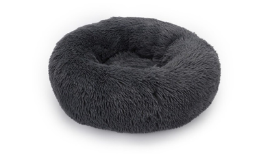 Round soft plush bed 70cm, Grey, medium