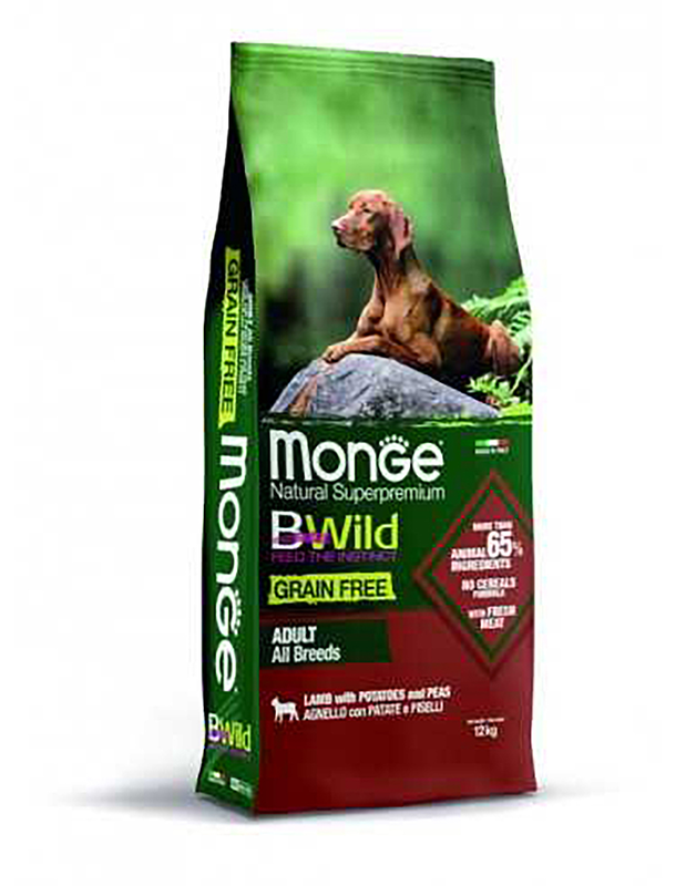 Monge bwild grain free  lamb with potatoes and peas  all breeds adult-null